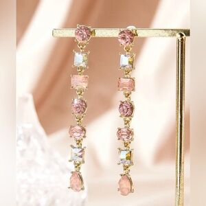 Elegant Pink and Gold Dangle Earrings